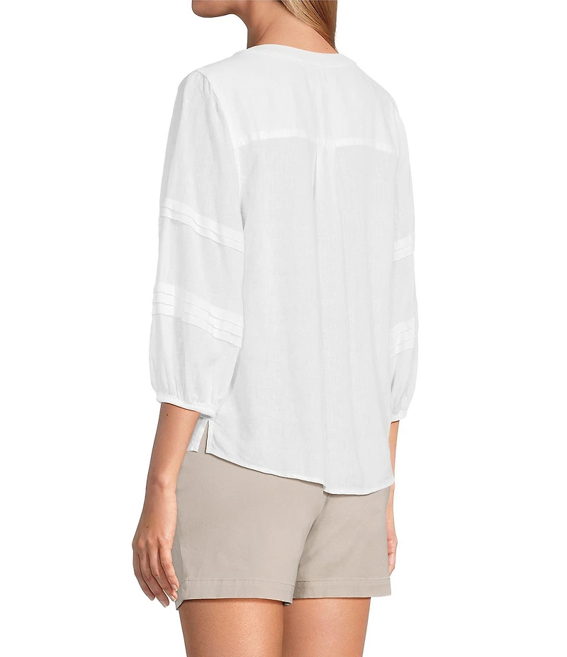 Westbound Petite Size Solid 3/4 Sleeve V-Neck Top