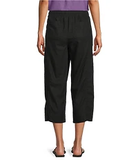 Westbound Petite Size Solid Linen Blend Pull On Crop Pants