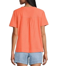 Westbound Petite Size Solid Short Sleeve V-Neck Top