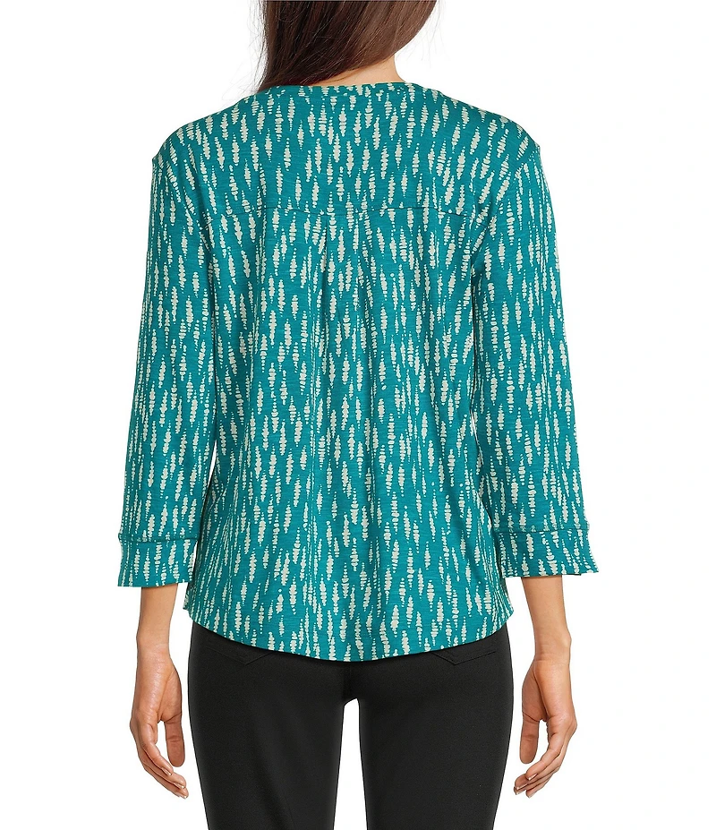 Westbound Petite Size Summer Shower 3/4 Sleeve Knit Crew Neck Top