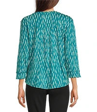 Westbound Petite Size Summer Shower 3/4 Sleeve Knit Crew Neck Top