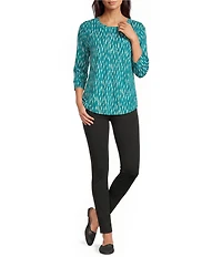 Westbound Petite Size Summer Shower 3/4 Sleeve Knit Crew Neck Top