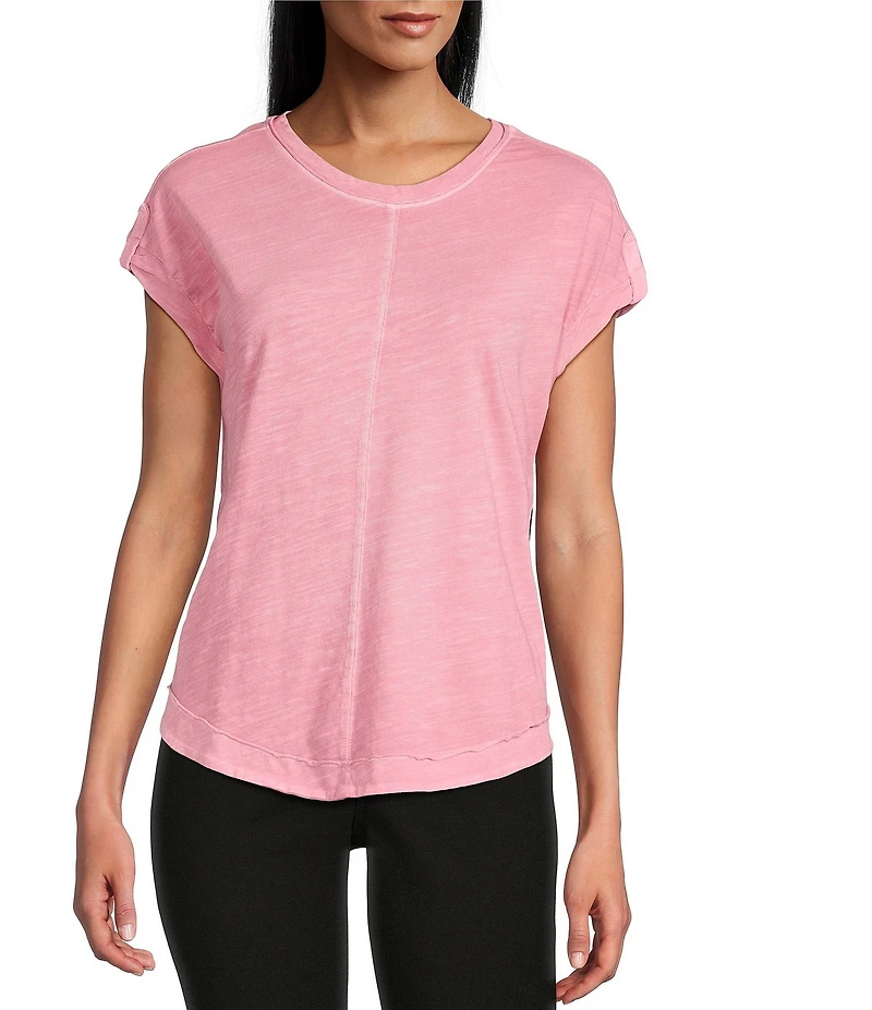 Westbound Petite Size Twist Sleeve Crew Neck Top