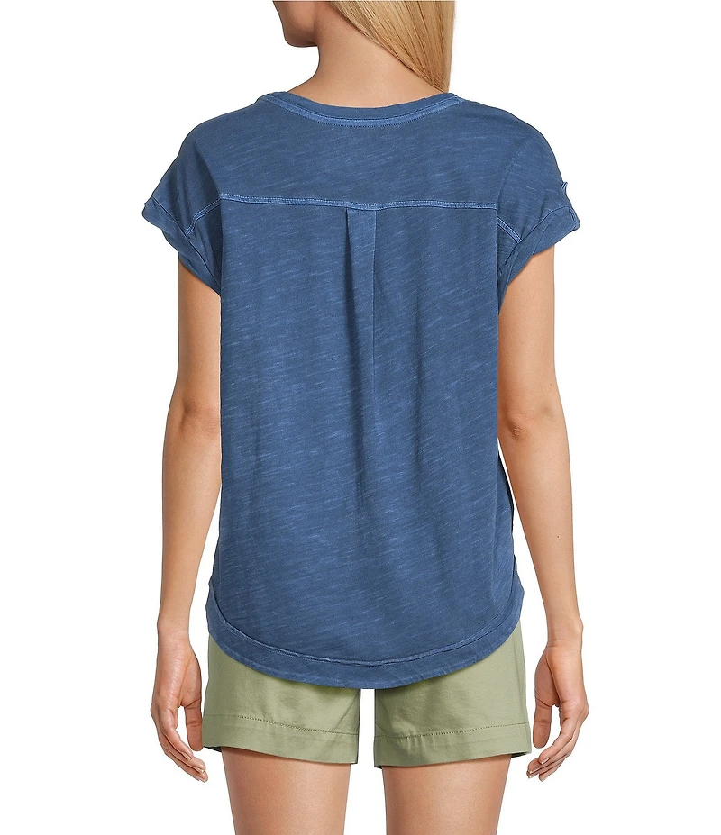 Westbound Petite Size Twist Sleeve Crew Neck Top