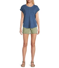Westbound Petite Size Twist Sleeve Crew Neck Top