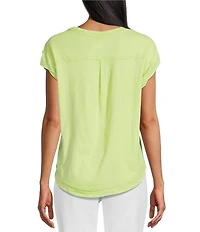 Westbound Petite Size Twist Sleeve Crew Neck Top