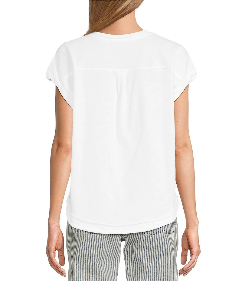 Westbound Petite Size Twist Sleeve Crew Neck Top