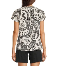 Westbound Petite Size V-Neck Button Front Flutter Sleeve Top