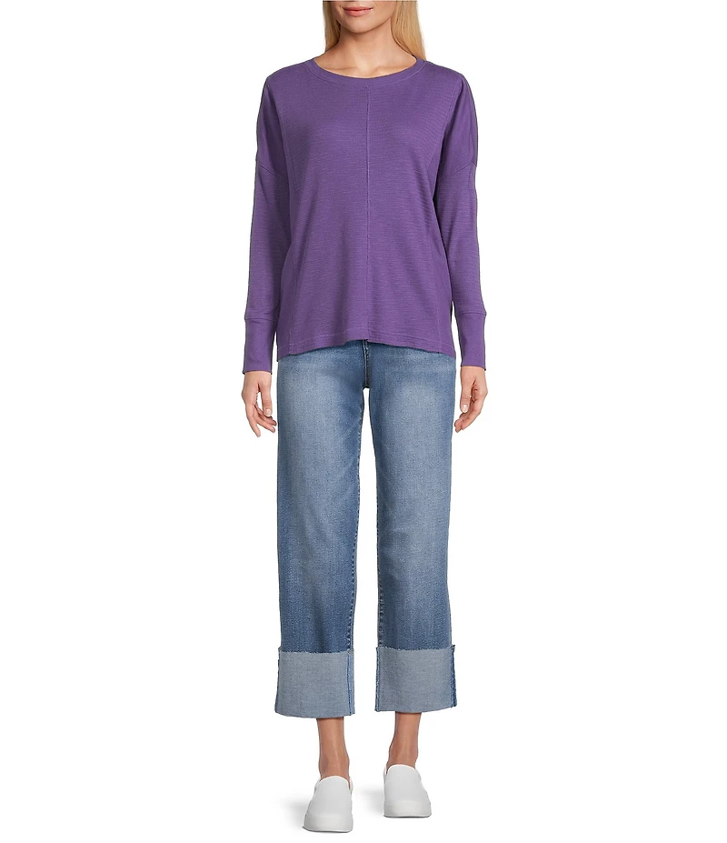 Westbound Petite Size Waffle Long Sleeve Pullover Top