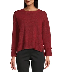 Westbound Petite Size Wool Blend Long Sleeve Crew Neck Sweater