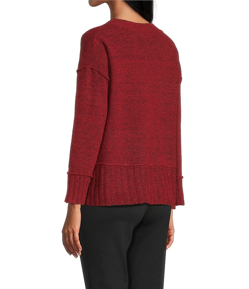 Westbound Petite Size Wool Blend Long Sleeve Crew Neck Sweater