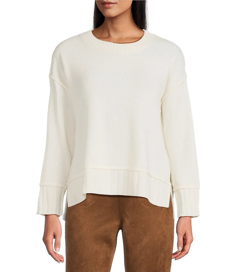 Westbound Petite Size Wool Blend Long Sleeve Crew Neck Sweater