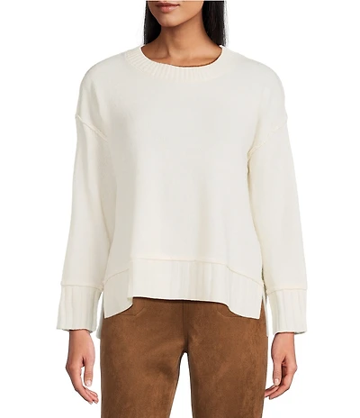 Westbound Petite Size Wool Blend Long Sleeve Crew Neck Sweater