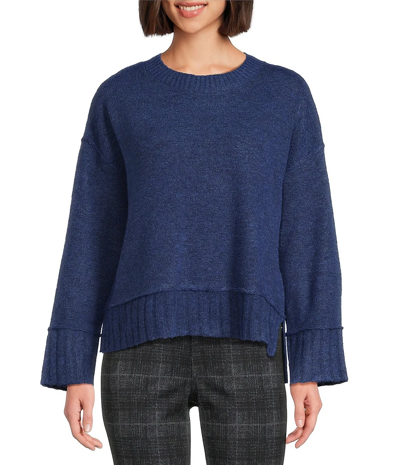 Westbound Petite Size Wool Blend Long Sleeve Crew Neck Sweater