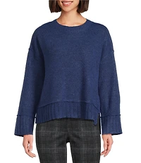 Westbound Petite Size Wool Blend Long Sleeve Crew Neck Sweater