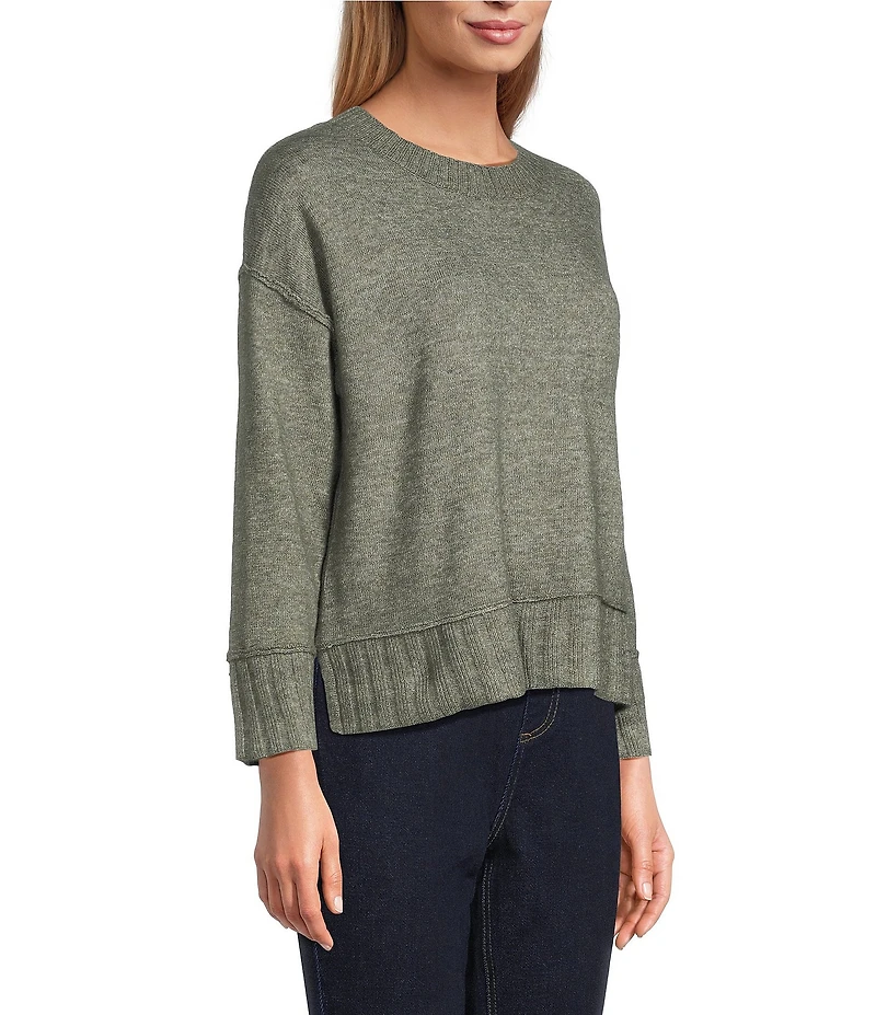 Westbound Petite Size Wool Blend Long Sleeve Crew Neck Sweater