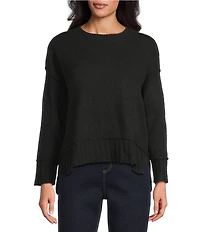 Westbound Petite Size Wool Blend Long Sleeve Crew Neck Sweater