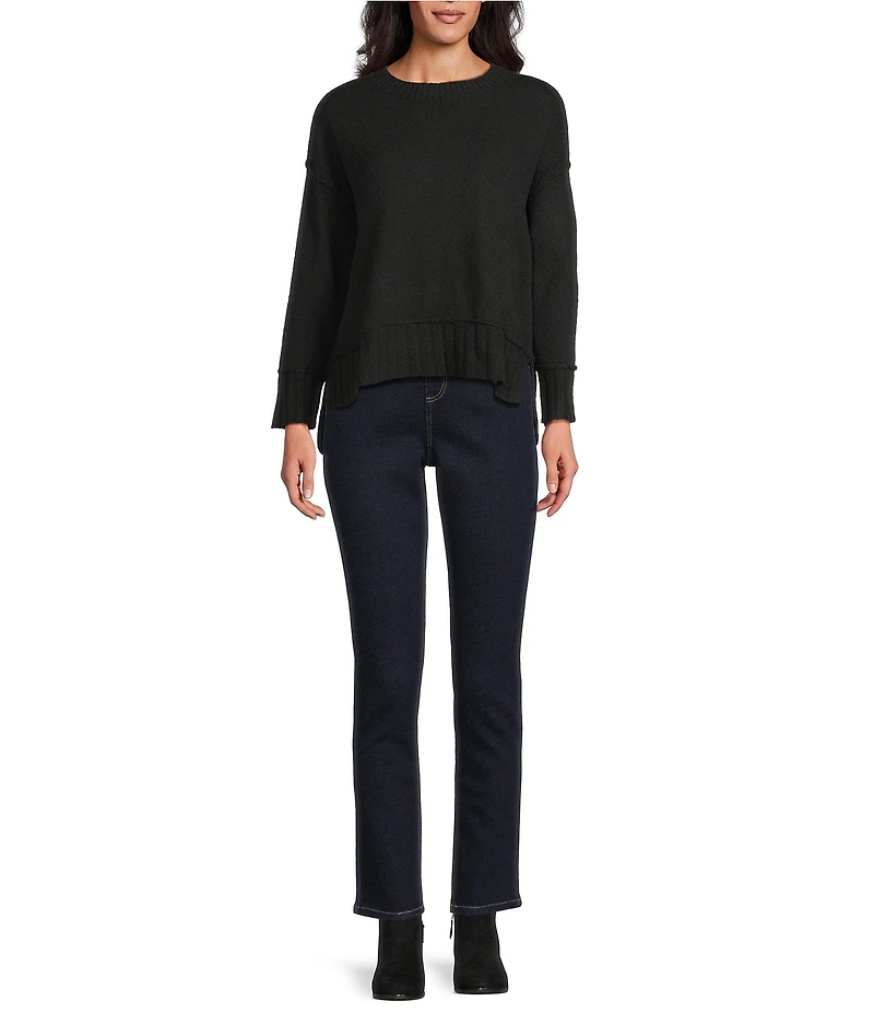 Westbound Petite Size Wool Blend Long Sleeve Crew Neck Sweater