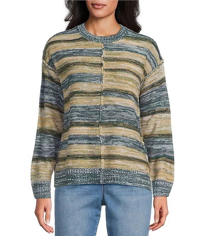 Westbound Petite Striped Long Sleeve Crew Neck Sweater