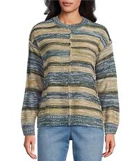 Westbound Petite Striped Long Sleeve Crew Neck Sweater