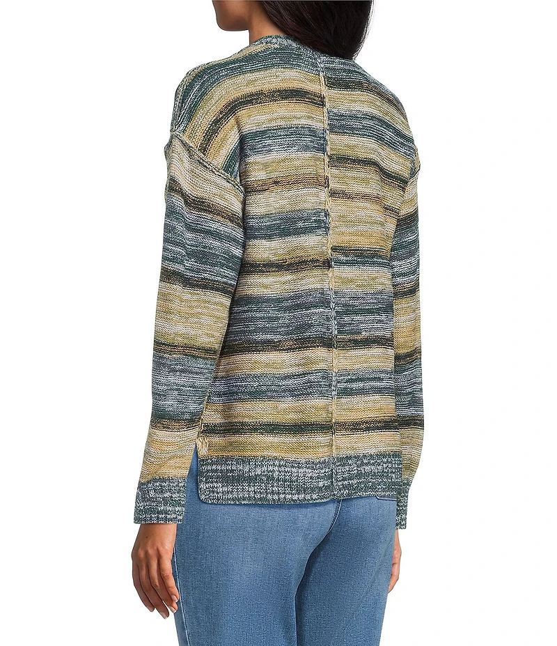 Westbound Petite Striped Long Sleeve Crew Neck Sweater