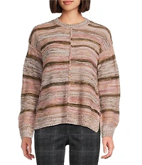 Westbound Petite Striped Long Sleeve Crew Neck Sweater