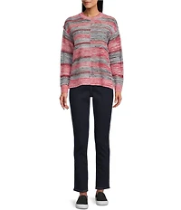 Westbound Petite Striped Long Sleeve Crew Neck Sweater