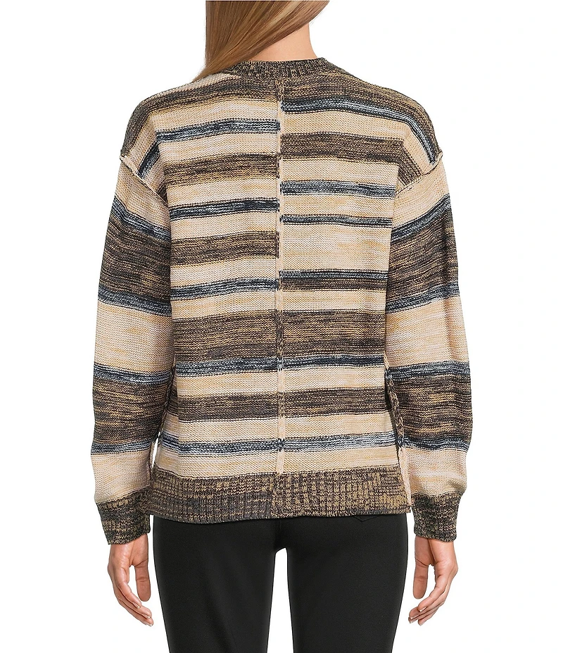 Westbound Petite Striped Long Sleeve Crew Neck Sweater