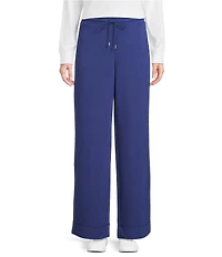 Westbound Petite Wide Leg Drawstring Knit Pants
