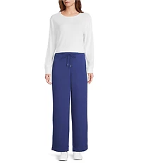 Westbound Petite Wide Leg Drawstring Knit Pants