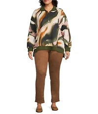 Westbound Plus Black Umber Wavy Textured Long Sleeve Quarter Zip Pullover