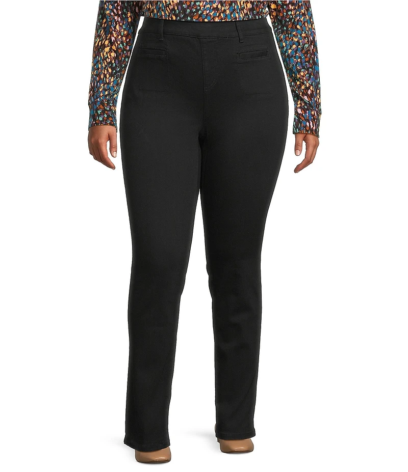 Westbound Plus High Rise Patch Pocket Straight Leg Pull-On Pants