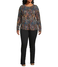 Westbound Plus High Rise Patch Pocket Straight Leg Pull-On Pants
