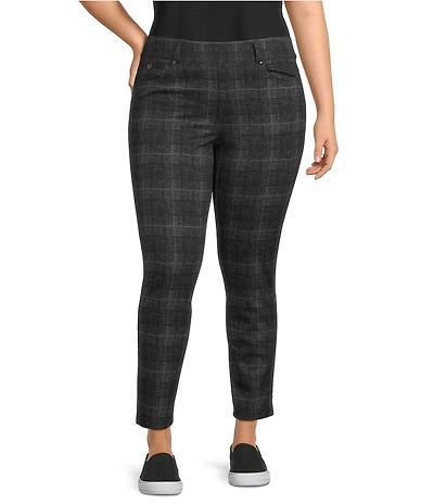 Westbound Plus Plaid Print High Rise Pull-On Skinny Pants