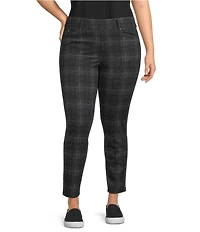 Westbound Plus Plaid Print High Rise Pull-On Skinny Pants