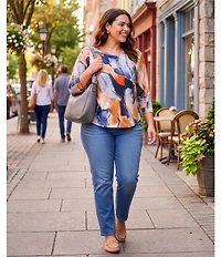 Westbound Plus Size High Rise Straight Leg Pull-On Denim Pants
