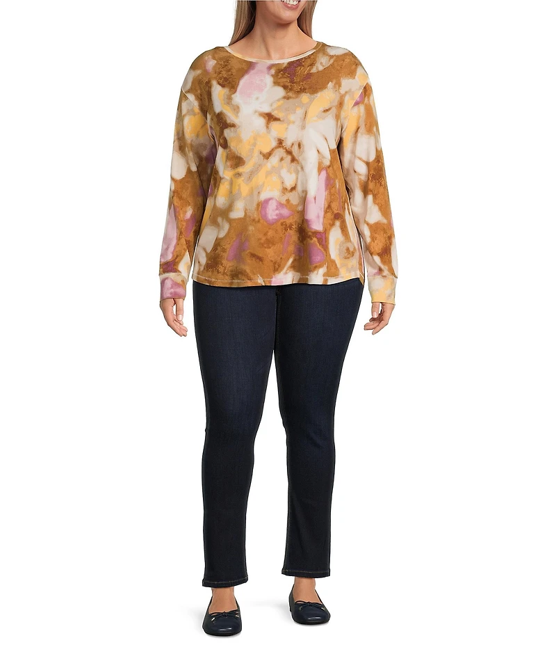 Westbound Plus Mocha Autumn Blur Long Sleeve Crew Neck Pullover
