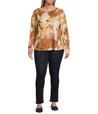 Westbound Plus Mocha Autumn Blur Long Sleeve Crew Neck Pullover