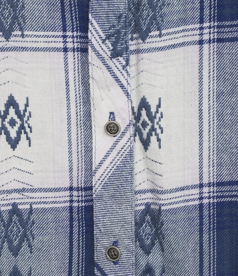 Westbound Plus Plaid Print Long Sleeve V-Neck Blouse