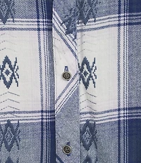 Westbound Plus Plaid Print Long Sleeve V-Neck Blouse
