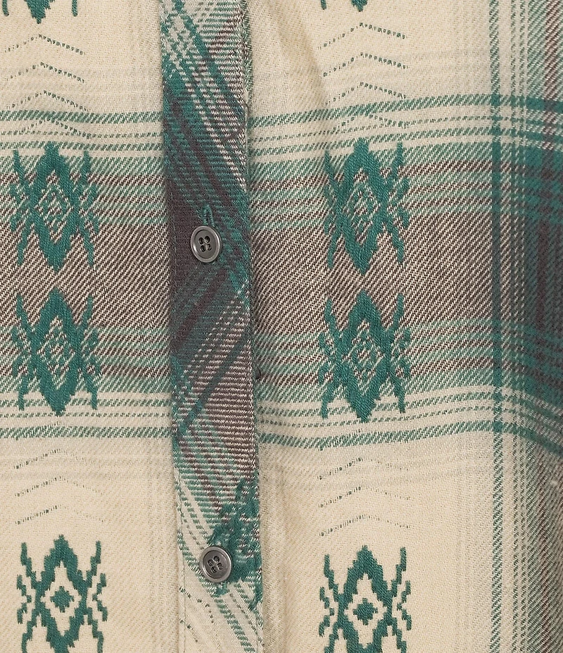 Westbound Plus Plaid Print Long Sleeve V-Neck Blouse