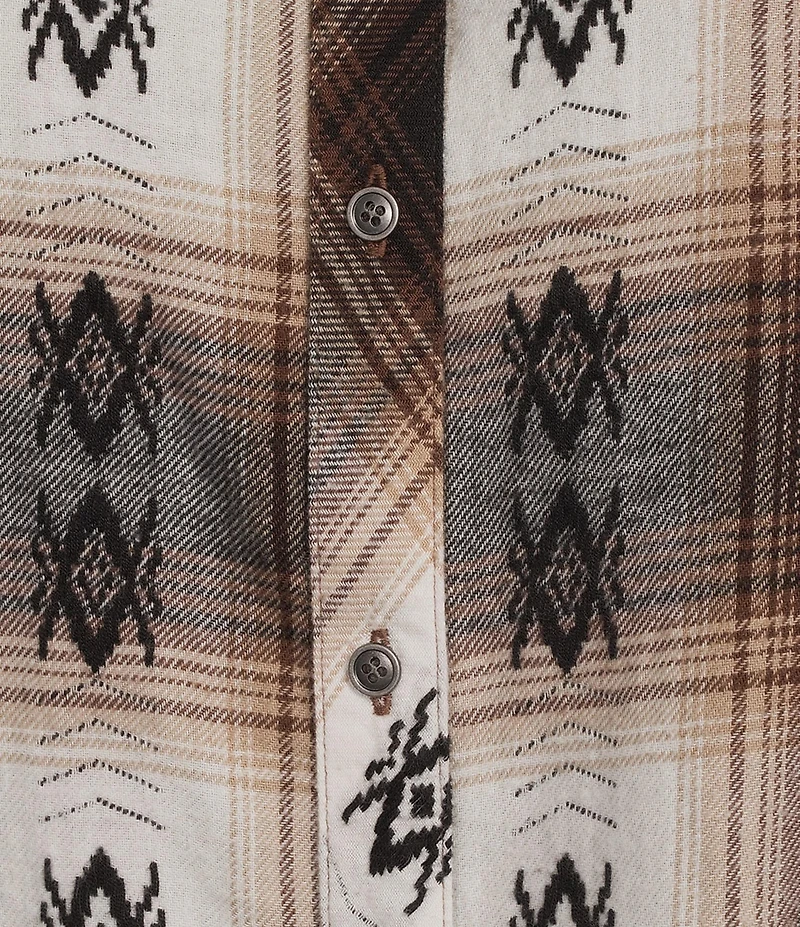 Westbound Plus Plaid Print Long Sleeve V-Neck Blouse