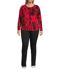 Westbound Plus Red/Black Bias Beam Long Sleeve Crew Neck Pullover