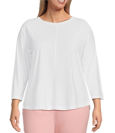 Westbound Plus Size Knit 3/4 Sleeve Crew Neck Tee Shirt