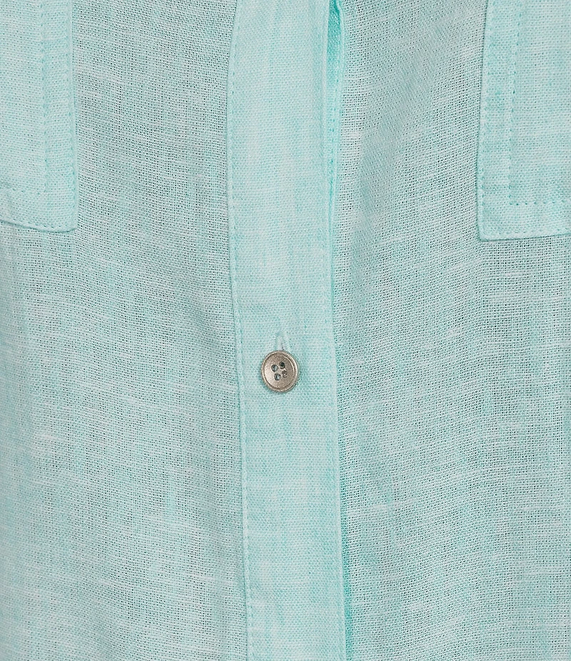Westbound Plus Size 3/4 Roll-Tab Sleeve Point Collar Y-Neck Button Front Shirt