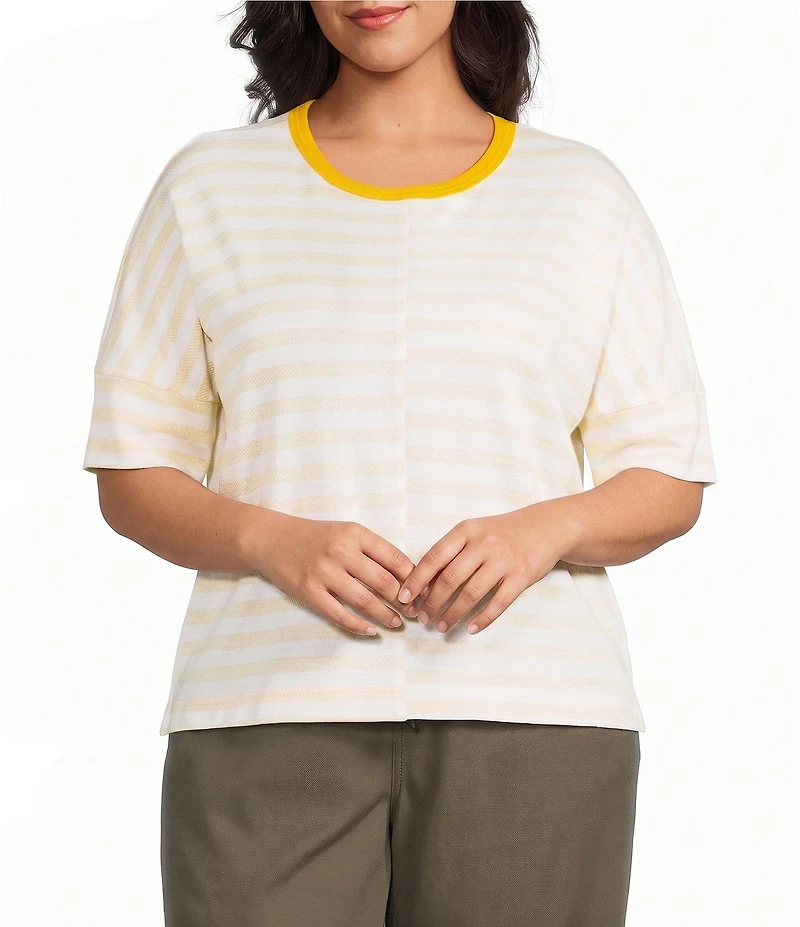 Westbound Plus Size 3/4 Sleeve Crew Neck Top