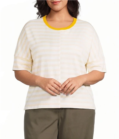 Westbound Plus Size 3/4 Sleeve Crew Neck Top