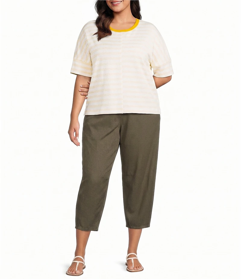 Westbound Plus Size 3/4 Sleeve Crew Neck Top