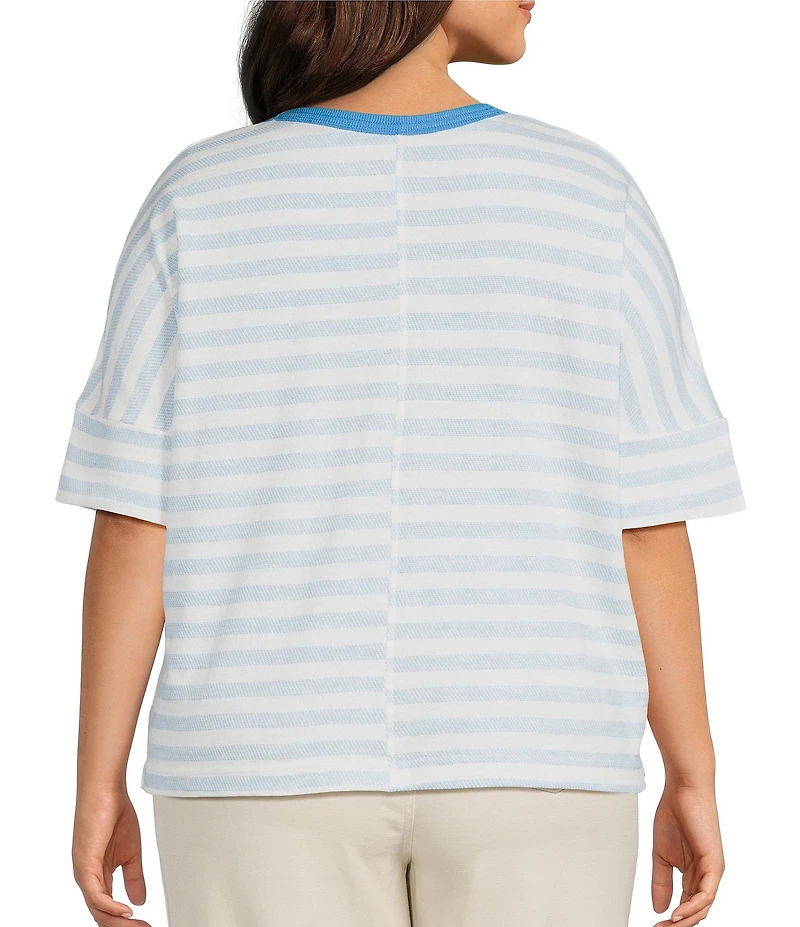 Westbound Plus Size 3/4 Sleeve Crew Neck Top