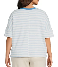 Westbound Plus Size 3/4 Sleeve Crew Neck Top